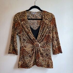 Vintage Y2K Leopard Print Top